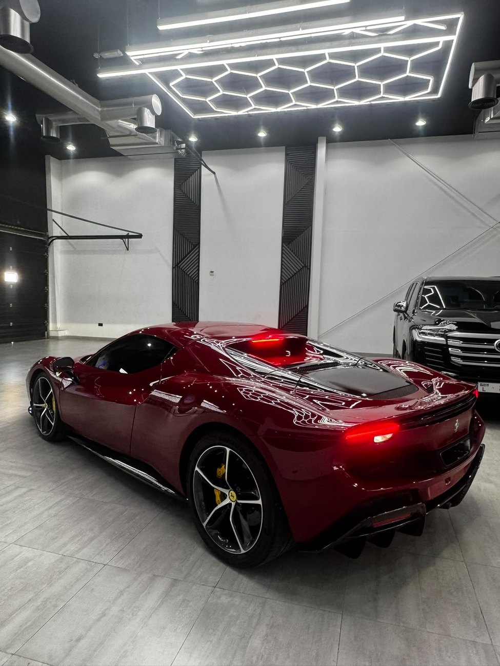 Burgundy Ferrari 296 rear